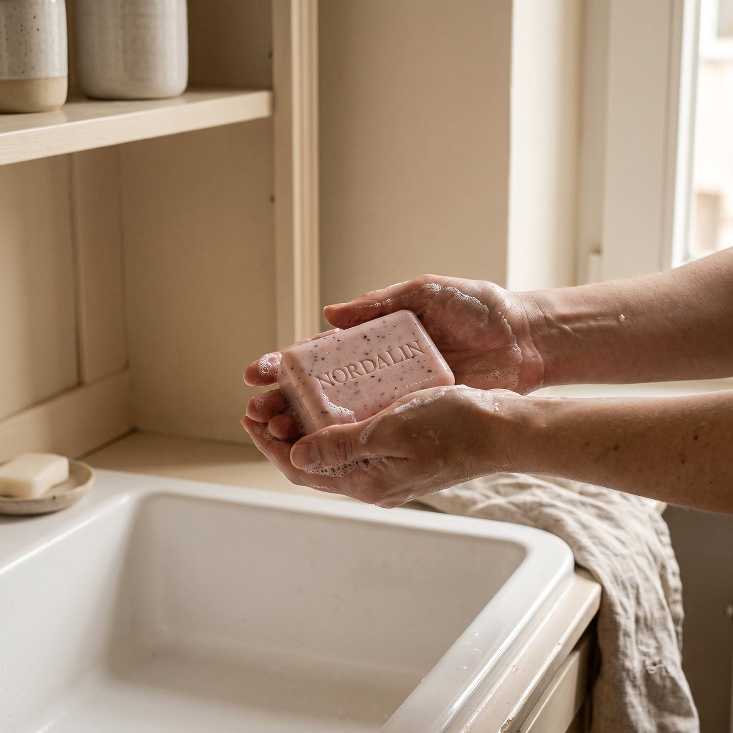 Nordalin Bar Soap in use